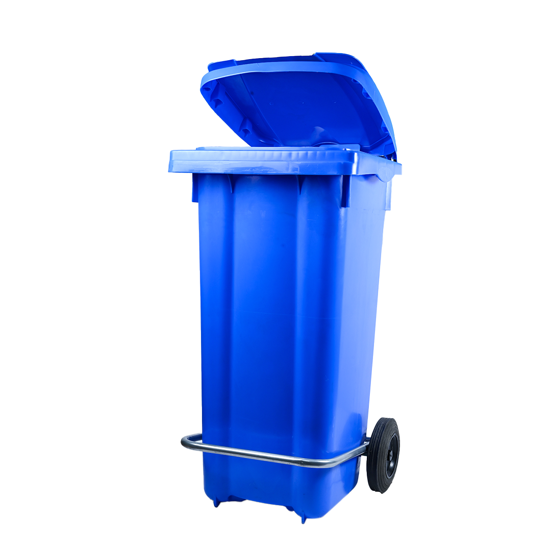 Eco-Friendly Pedal Waste Bin – Blue - 120L – Sustainable Plastic with Leg Pedal - Ethic Solutions -
