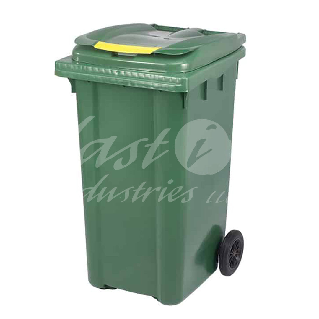 240L Waste Bin with Pedal & Wheels Durable Outdoor Garbage Bin, Mobile Trash Bin (OLIVE GREEN)