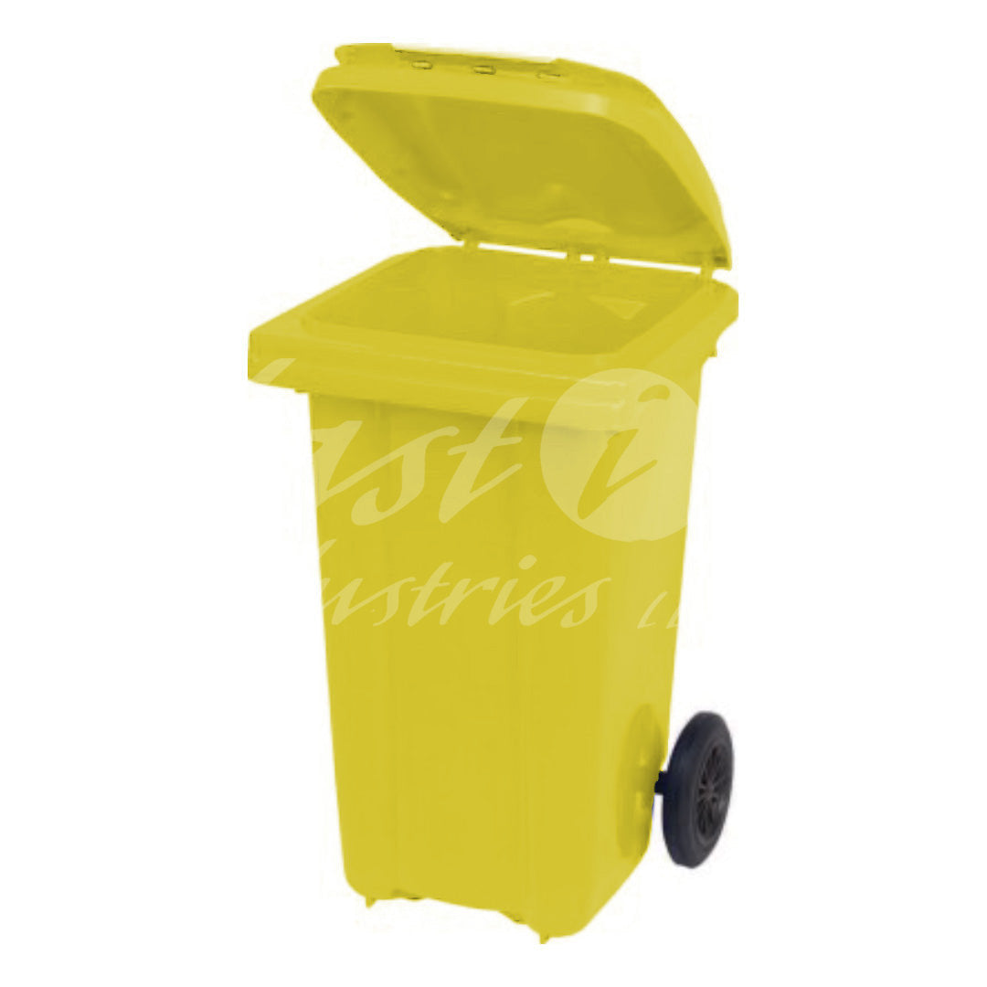 80L Waste Bin with Pedal & Wheels Durable Outdoor Garbage Bin, Mobile Trash Bin (YELLOW)