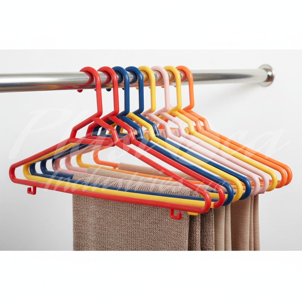 Plastic Round Hangers – 17 Inch Length x 8.9 Inch Height – Durable Clothes Hangers for Shirts, Pants, Coats, Closet & Retail Use – Black