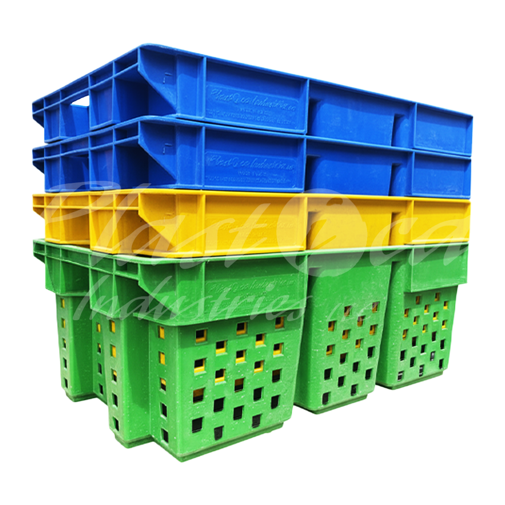 Plastic Storage Crate 580x380x220mm Stackable Nestable Ventilated Date Crate, Fruit Heavy Duty