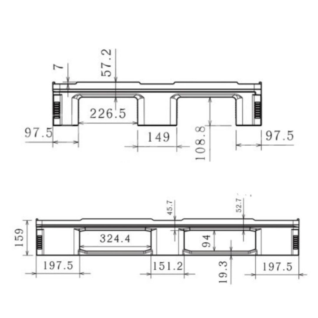Eco Euro Pallet – Single Surface, Heavy-Duty (1200 x 800 mm x 160mm, 3 Runners)