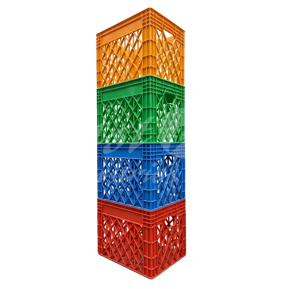 Plastic Storage Crate 400x320x300mm Stackable Food Grade Milk Crate Heavy Duty