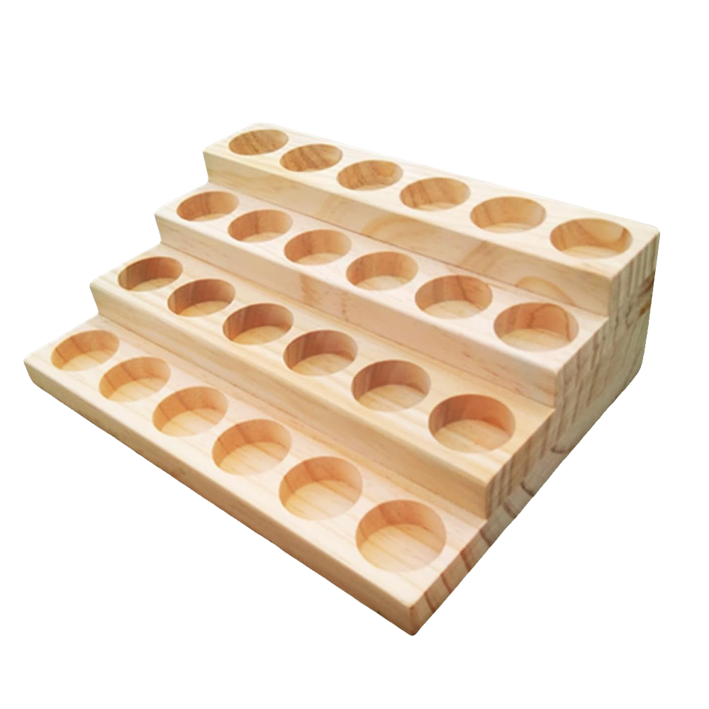 Wooden Spa Product Display Stand | Essential Oil & Liquid Bottle Organizer | Spa & Salon Counter Display