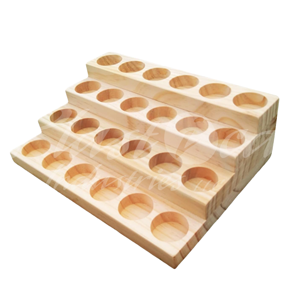 Wooden Spa Product Display Stand | Essential Oil & Liquid Bottle Organizer | Spa & Salon Counter Display