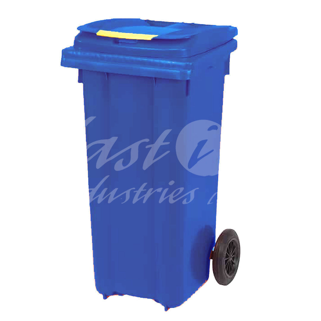 120L Waste Bin with Pedal & Wheels Durable Outdoor Garbage Bin, Mobile Trash Bin (BLUE)