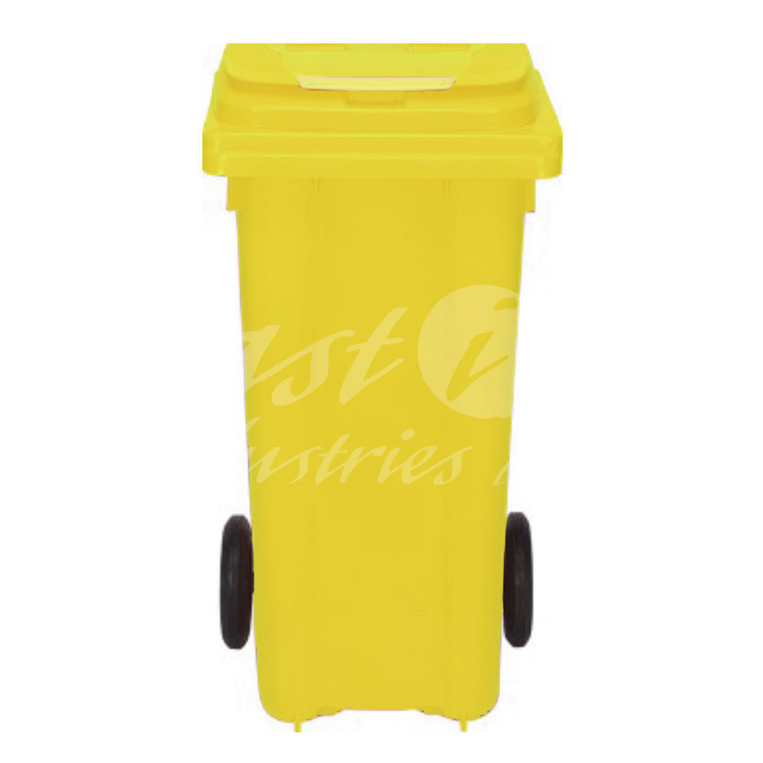120L Waste Bin with Pedal & Wheels Durable Outdoor Garbage Bin, Mobile Trash Bin (YELLOW)