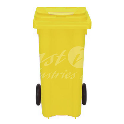 120L Waste Bin with Pedal & Wheels Durable Outdoor Garbage Bin, Mobile Trash Bin (YELLOW)