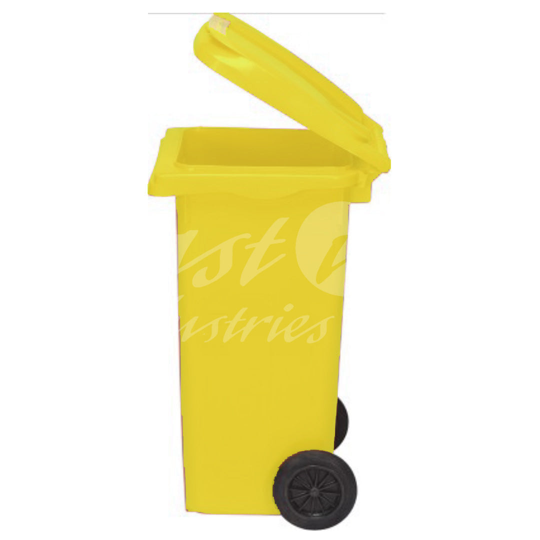 120L Waste Bin with Pedal & Wheels Durable Outdoor Garbage Bin, Mobile Trash Bin (YELLOW)