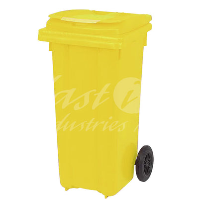 120L Waste Bin with Pedal & Wheels Durable Outdoor Garbage Bin, Mobile Trash Bin (YELLOW)