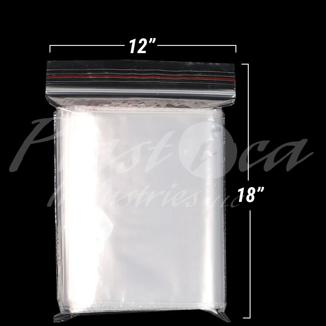 12" x 18" (30.5 x 45.7 cm) Ziplock Bags – Resealable Plastic Storage Bags for Large Food, Bulk Items, Freezing, Bedding & Travel