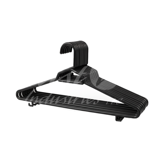 Plastic Round Hangers – 17 Inch Length x 8.9 Inch Height – Durable Clothes Hangers for Shirts, Pants, Coats, Closet & Retail Use – Black