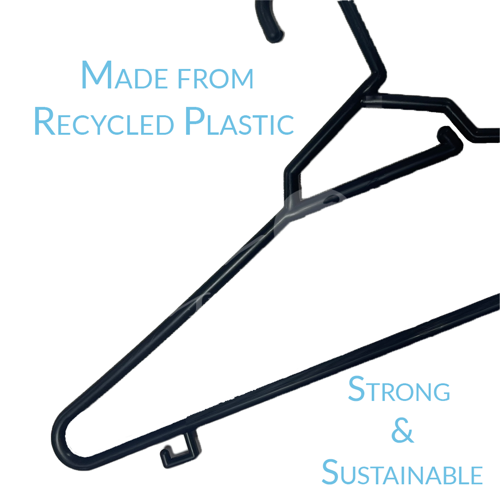 Plastic Round Hangers – 17 Inch Length x 8.9 Inch Height – Durable Clothes Hangers for Shirts, Pants, Coats, Closet & Retail Use – Black