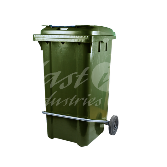 240L Waste Bin with Pedal & Wheels Durable Outdoor Garbage Bin, Mobile Trash Bin (OLIVE GREEN)