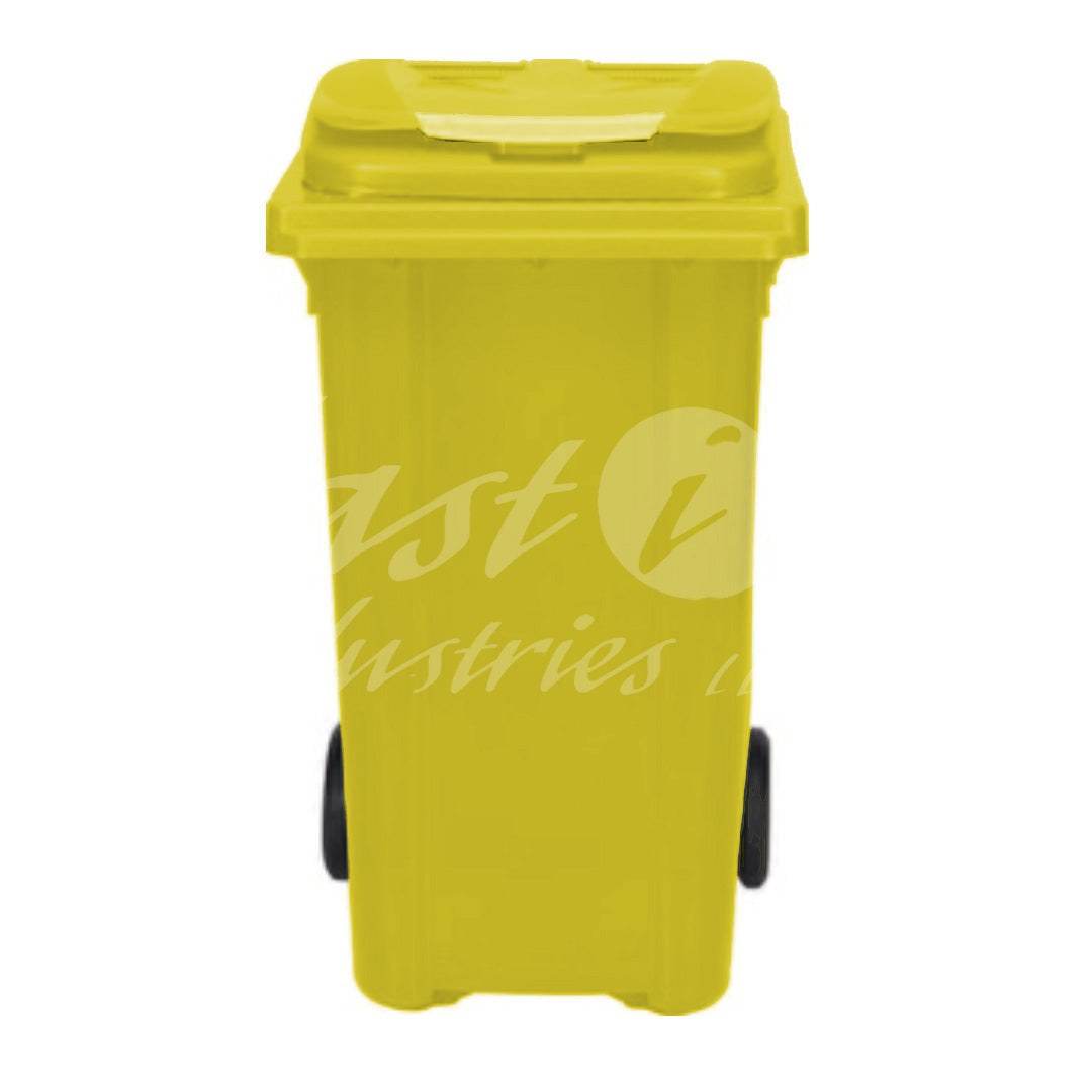 240L Waste Bin with Pedal & Wheels Durable Outdoor Garbage Bin, Mobile Trash Bin (YELLOW)