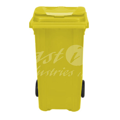 240L Waste Bin with Pedal & Wheels Durable Outdoor Garbage Bin, Mobile Trash Bin (YELLOW)