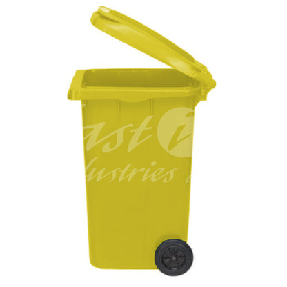 240L Waste Bin with Pedal & Wheels Durable Outdoor Garbage Bin, Mobile Trash Bin (YELLOW)