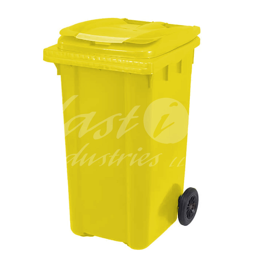 240L Waste Bin with Pedal & Wheels Durable Outdoor Garbage Bin, Mobile Trash Bin (YELLOW)