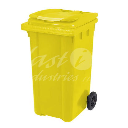 240L Waste Bin with Pedal & Wheels Durable Outdoor Garbage Bin, Mobile Trash Bin (YELLOW)