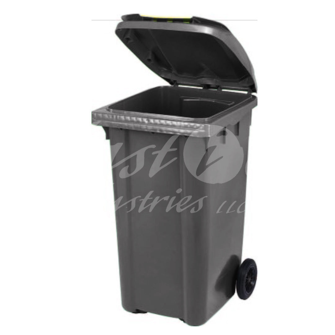 240L Waste Bin with Pedal & Wheels Durable Outdoor Garbage Bin, Mobile Trash Bin (DARK GREY)