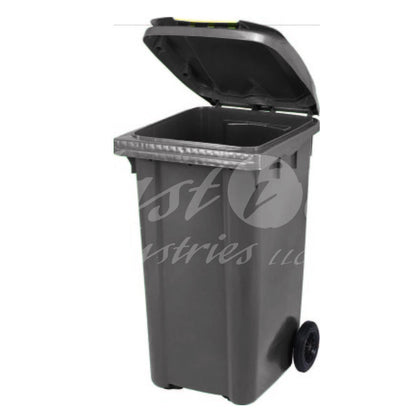 240L Waste Bin with Pedal & Wheels Durable Outdoor Garbage Bin, Mobile Trash Bin (DARK GREY)