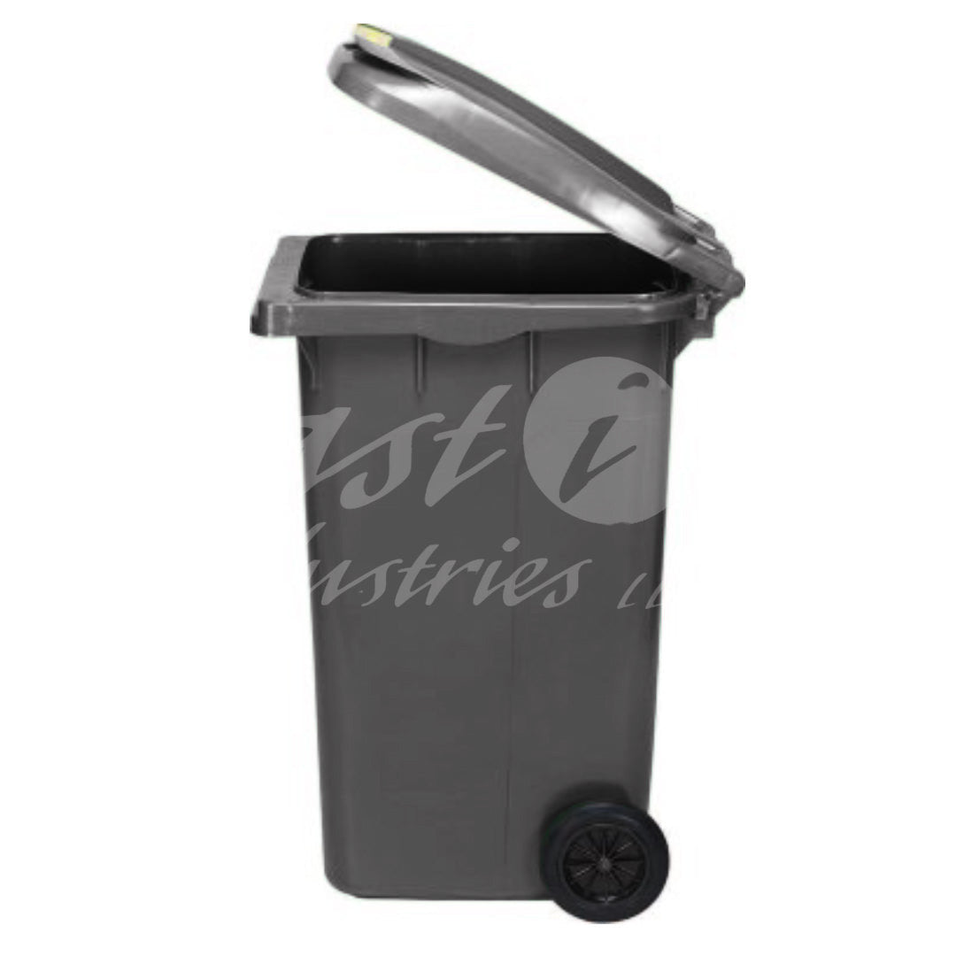 240L Waste Bin with Pedal & Wheels Durable Outdoor Garbage Bin, Mobile Trash Bin (DARK GREY)