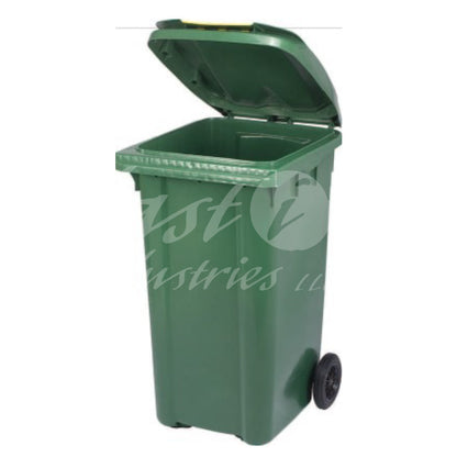 240L Waste Bin with Pedal & Wheels Durable Outdoor Garbage Bin, Mobile Trash Bin (OLIVE GREEN)