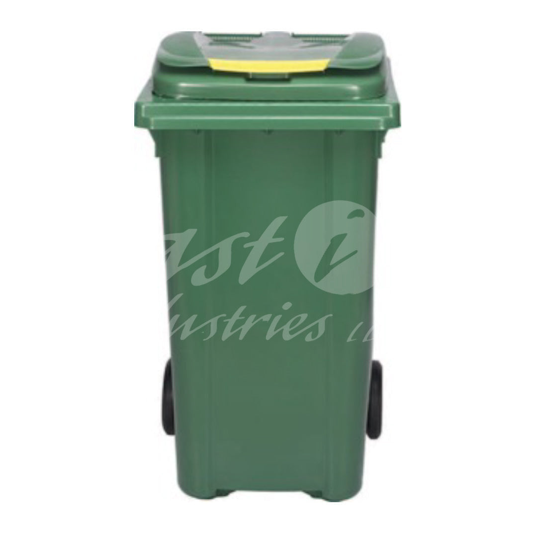 240L Waste Bin with Pedal & Wheels Durable Outdoor Garbage Bin, Mobile Trash Bin (OLIVE GREEN)