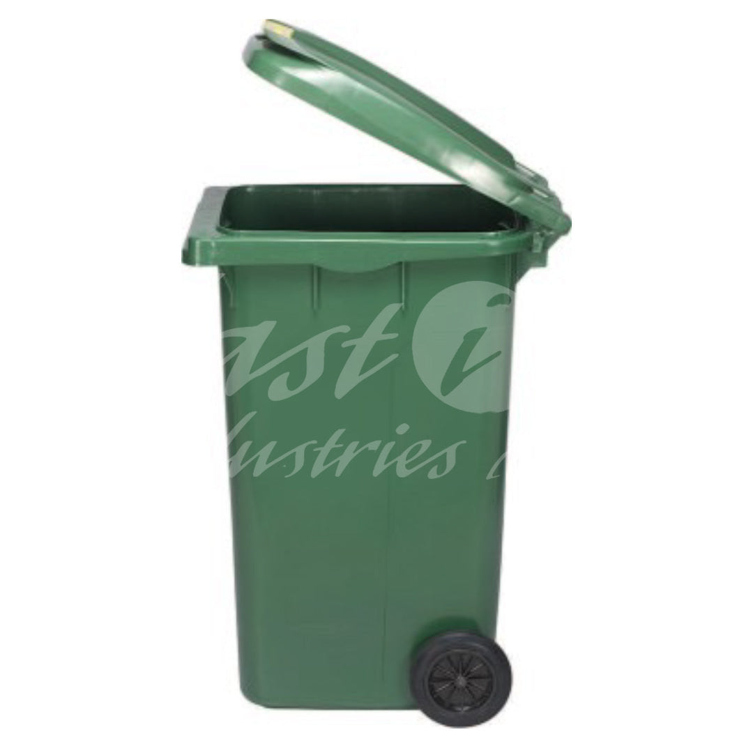240L Waste Bin with Pedal & Wheels Durable Outdoor Garbage Bin, Mobile Trash Bin (OLIVE GREEN)