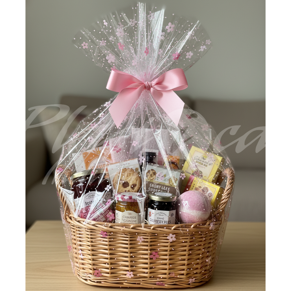 50x50cm Clear Cellophane Wrap Sheets – Thick Jumbo Gift Basket & Cookie Packaging Wrap for Hampers, Flowers, Party Favors & Crafts