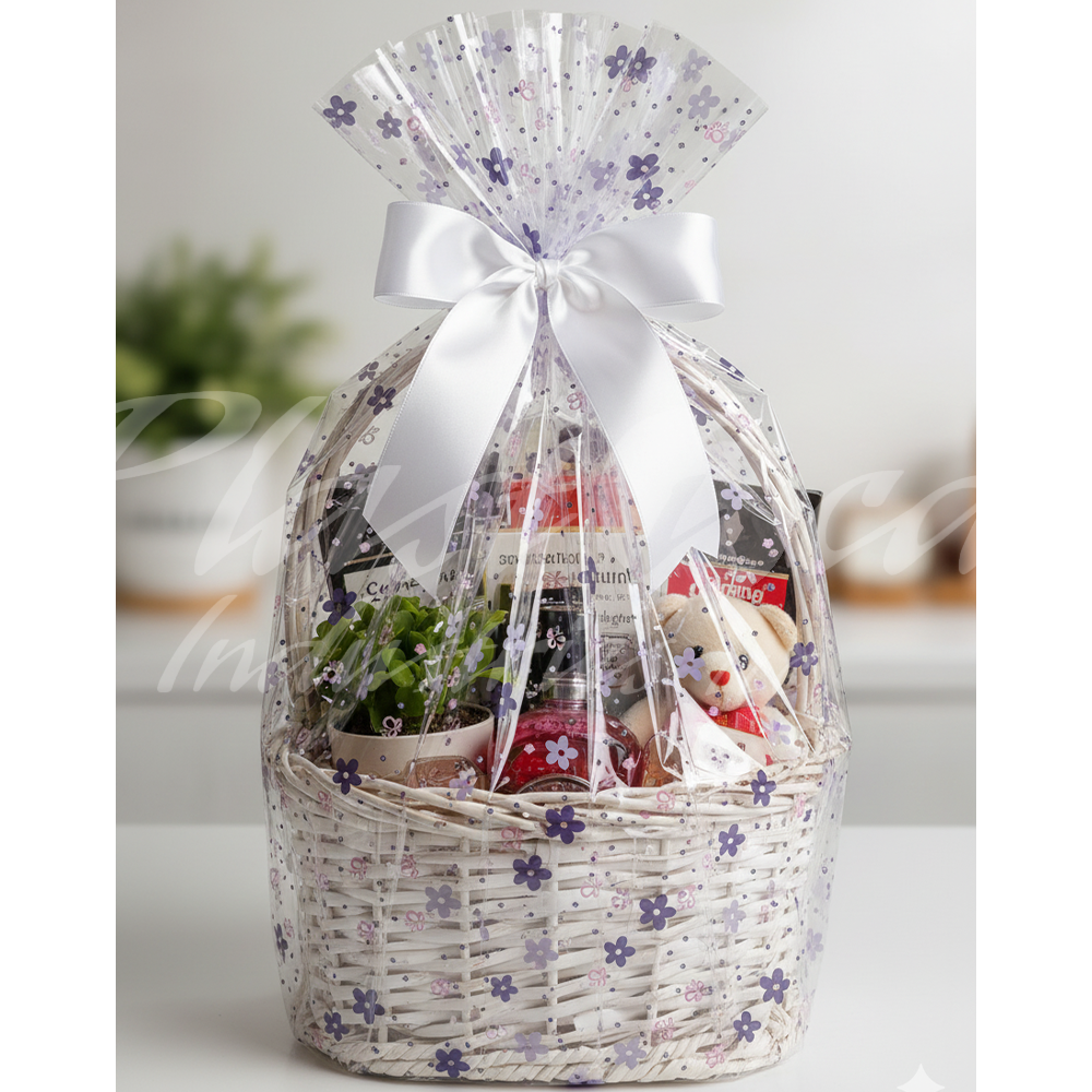 50x50cm Clear Cellophane Wrap Sheets – Thick Jumbo Gift Basket & Cookie Packaging Wrap for Hampers, Flowers, Party Favors & Crafts