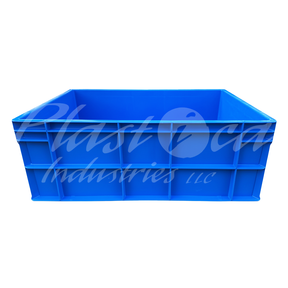 Plastic Storage Crate 600x400x220mm Stackable Food Grade Crate Heavy Duty - Blue
