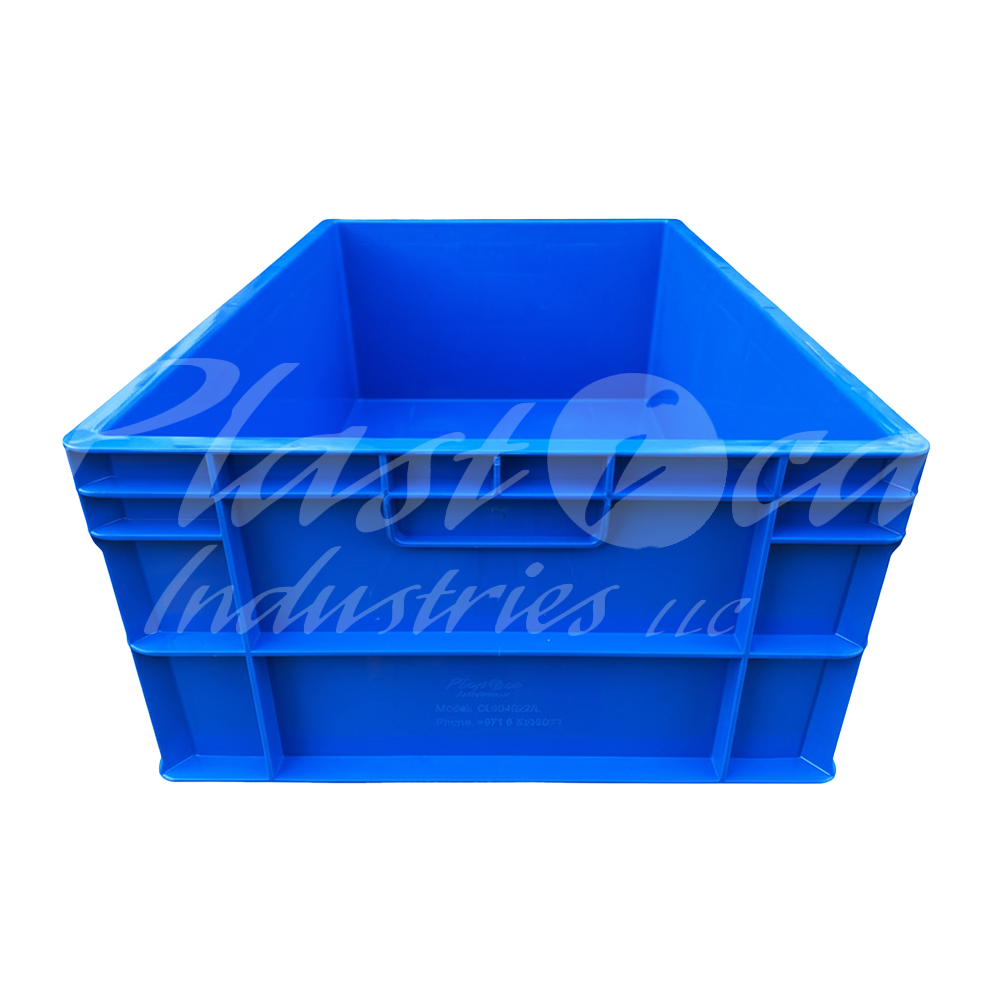 Plastic Storage Crate 600x400x220mm Stackable Food Grade Crate Heavy Duty - Blue