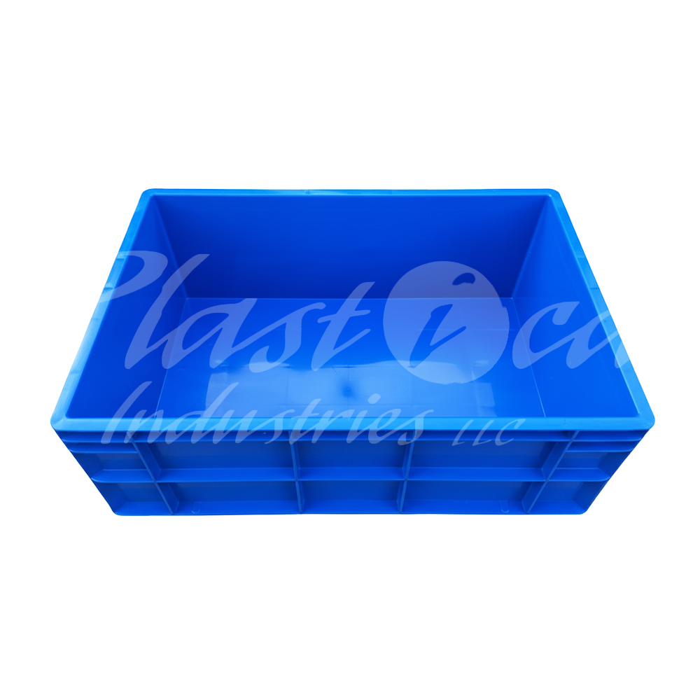 Plastic Storage Crate 600x400x220mm Stackable Food Grade Crate Heavy Duty - Blue