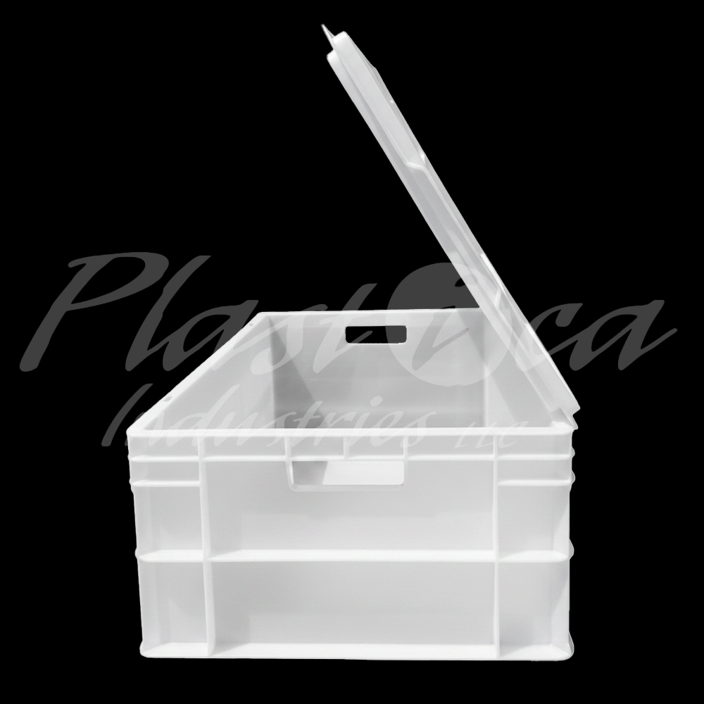 Plastic Storage Crate Box with lid 600x400x220mm Stackable Food Grade Crate - Clear to check content Heavy Duty