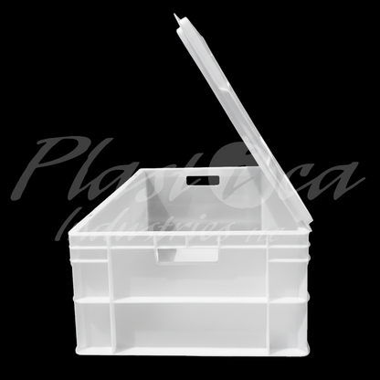 Plastic Storage Crate Box with lid 600x400x220mm Stackable Food Grade Crate - Clear to check content Heavy Duty