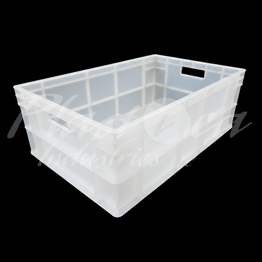 Plastic Storage Crate 600x400x220mm Stackable Food Grade Heavy Duty - Clear