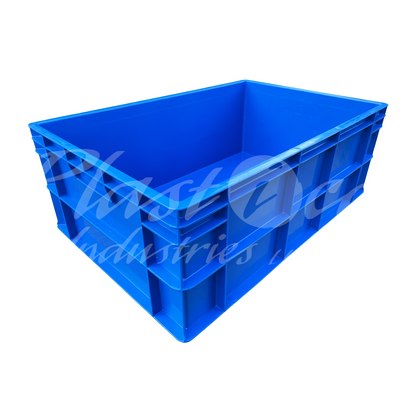 Plastic Storage Crate 600x400x220mm Stackable Food Grade Crate Heavy Duty - Blue