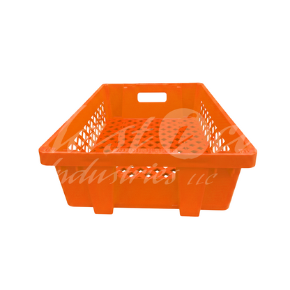 Plastic Storage Crate 600x400x220mm Stackable, Nestable Food Grade Ventilated Heavy Duty - Orange