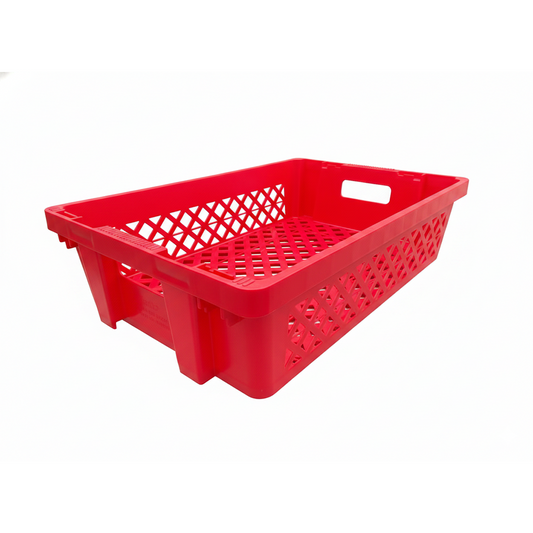 Plastic Storage Crate 600x400x220mm Stackable Food Grade Ventilated Crate Heavy Duty Red