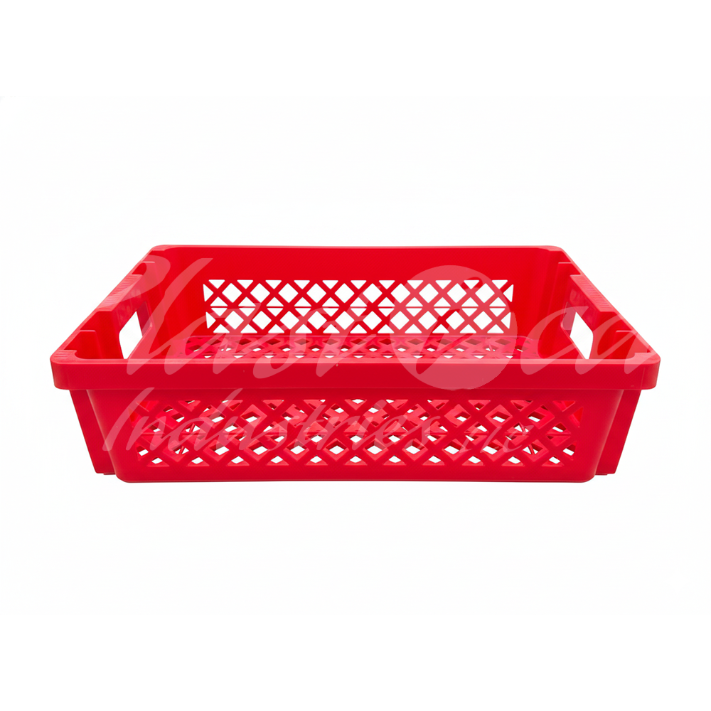 Plastic Storage Crate 600x400x220mm Stackable, Nestable Food Grade Ventilated Heavy Duty - Red