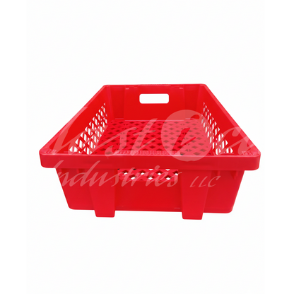 Plastic Storage Crate 600x400x220mm Stackable, Nestable Food Grade Ventilated Heavy Duty - Red