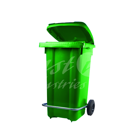 80L Waste Bin with Pedal & Wheels Durable Outdoor Garbage Bin, Mobile Trash Bin (LIGHT GREEN)