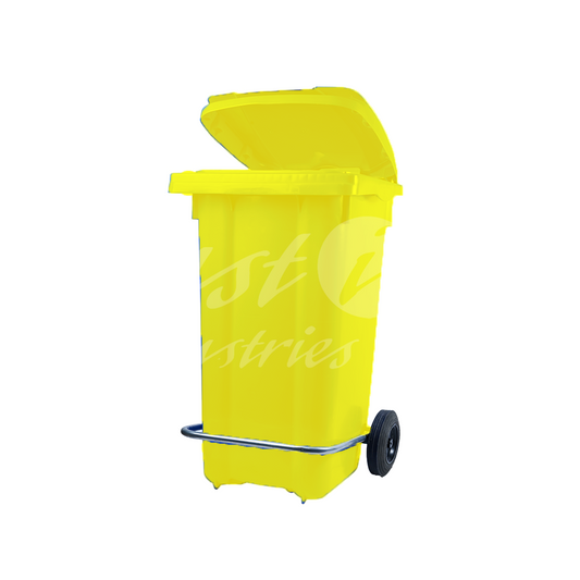 80L Waste Bin with Pedal & Wheels Durable Outdoor Garbage Bin, Mobile Trash Bin (YELLOW)