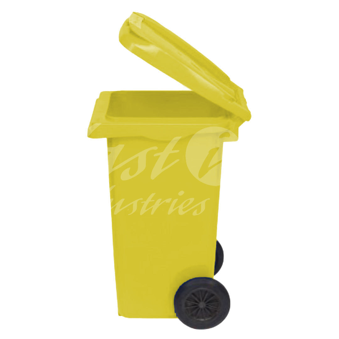 80L Waste Bin with Pedal & Wheels Durable Outdoor Garbage Bin, Mobile Trash Bin (YELLOW)