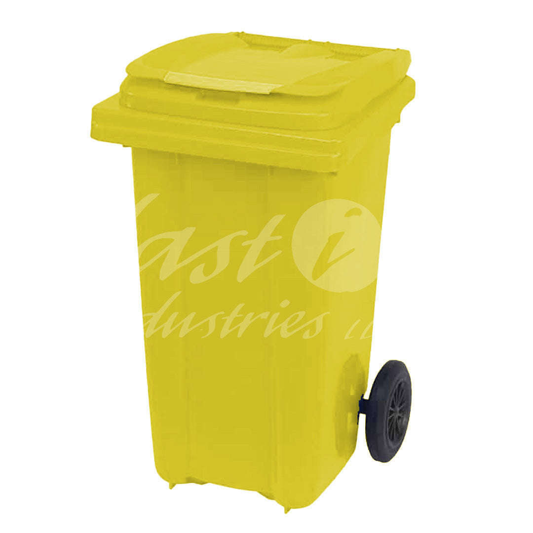 80L Waste Bin with Pedal & Wheels Durable Outdoor Garbage Bin, Mobile Trash Bin (YELLOW)