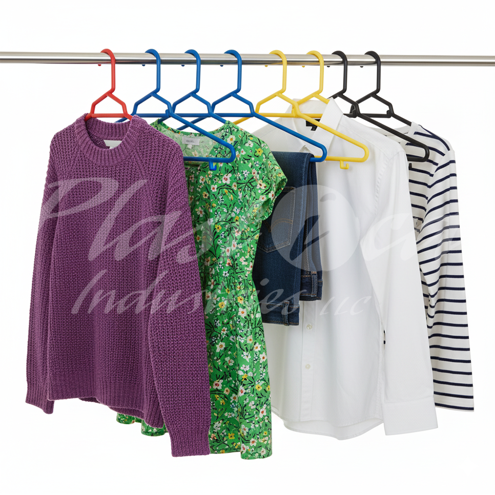 Plastic Round Hangers – 17 Inch Length x 8.9 Inch Height – Durable Clothes Hangers for Shirts, Pants, Coats, Closet & Retail Use – Black