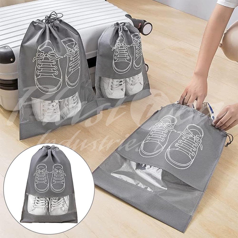Shoe Storage Bags with Transparent Window – Large Capacity 44x32cm | Durable Non-Woven Travel & Organizer Bags