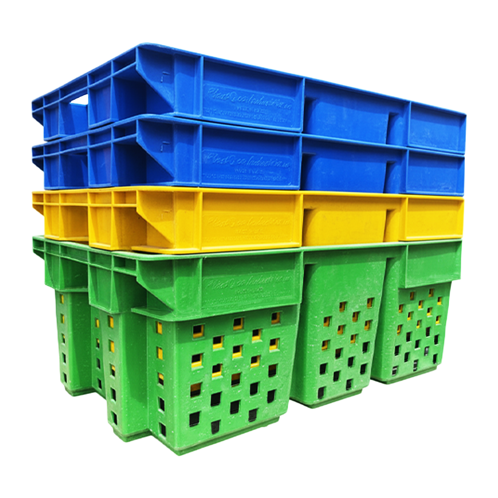 Plastic Storage Crate 580x380x220mm Stackable Nestable Ventilated  Date Crate, Fruit Heavy Duty