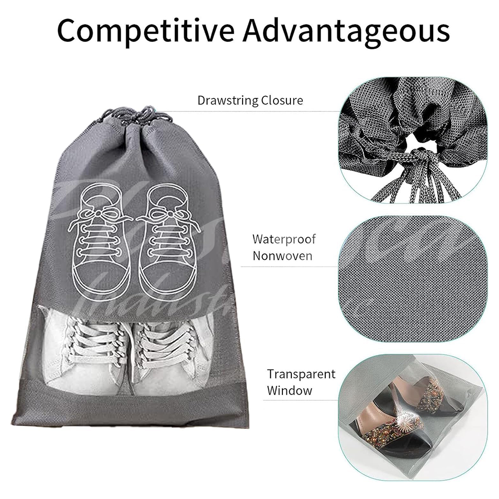 Shoe Storage Bags with Transparent Window – Large Capacity 44x32cm | Durable Non-Woven Travel & Organizer Bags